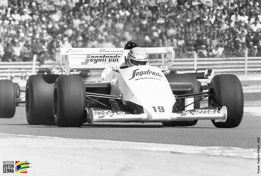 Ayrton Senna driving the Toleman TG184 in 1984
