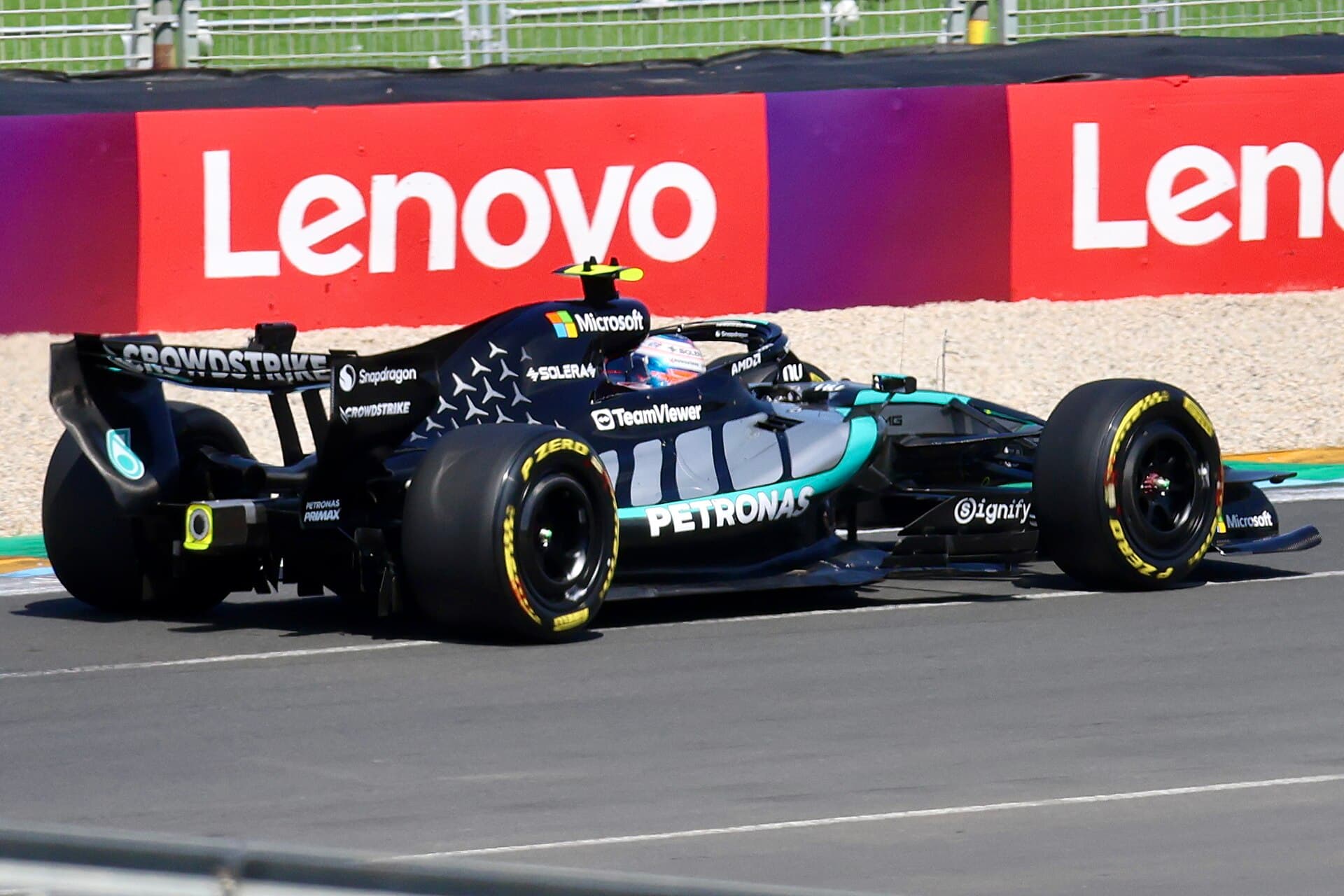 Mercedes Formula 1 car driven by Kimi Antonelli at the 2026 Australian Grand Prix