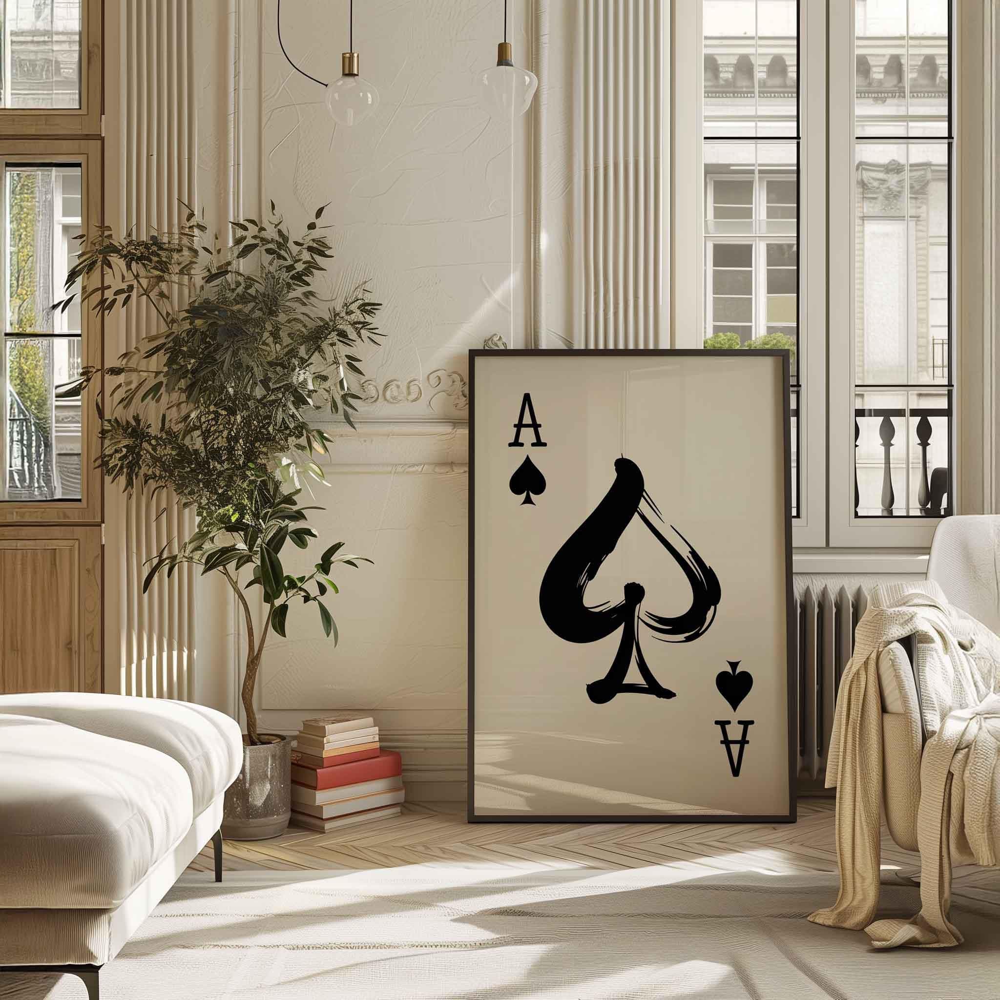 Ace of Spades Poster Print: Card game Home Decor, Poker Gift idea