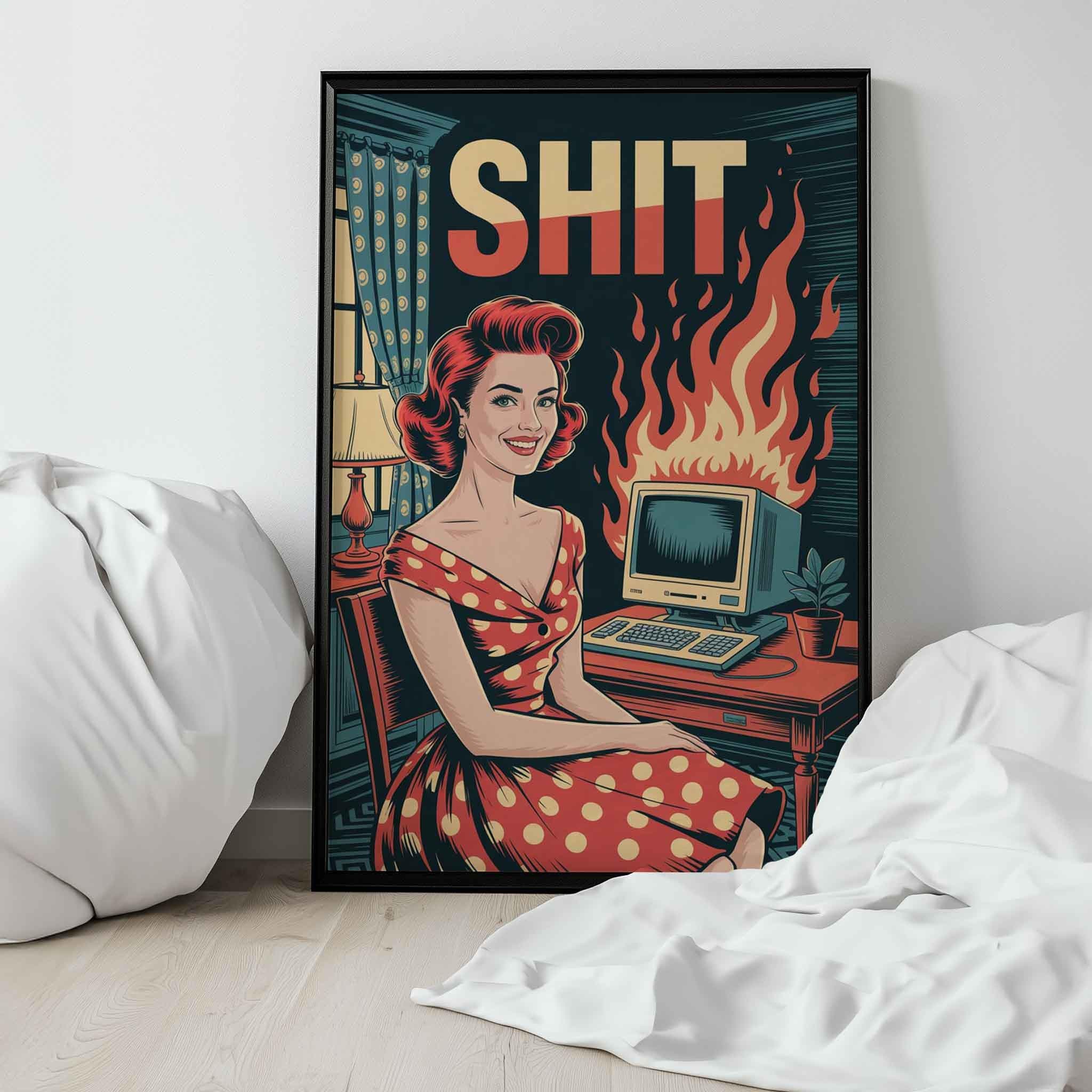 Funny Retro Computer Poster print: Sarcastic Tech Humor - Office decor