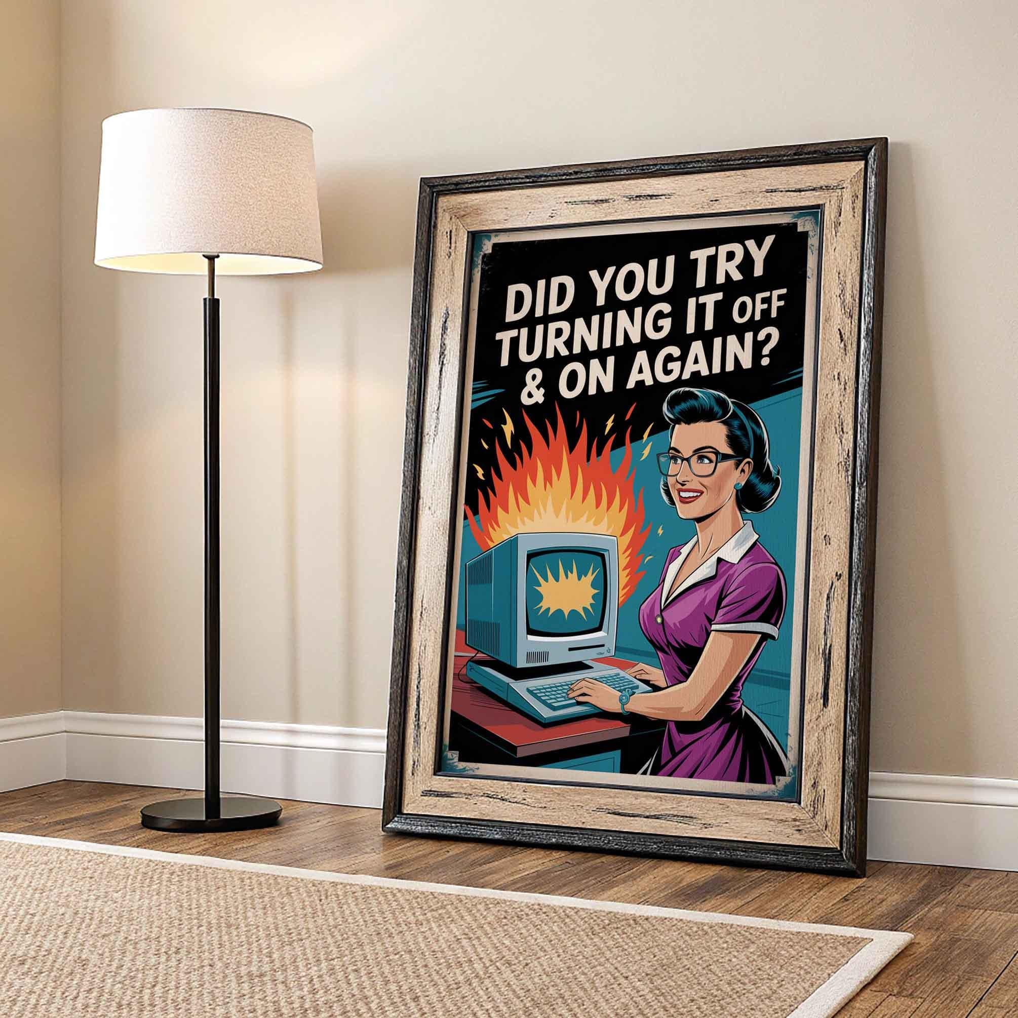 Retro IT Funny Poster: Humorus Computer Geek Canvas Wall Art print