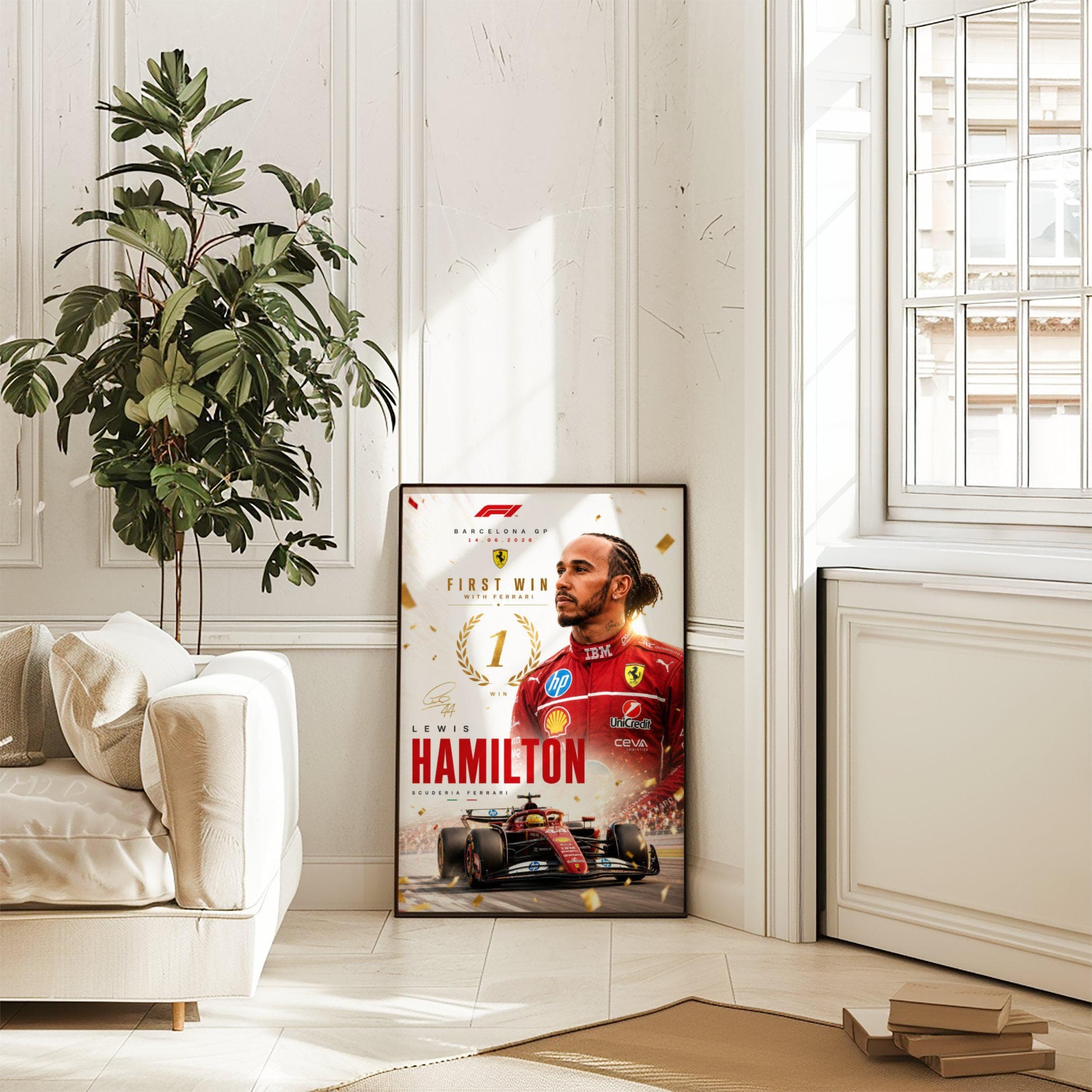 Lewis Hamilton Ferrari First Win Poster wall art — image 1
