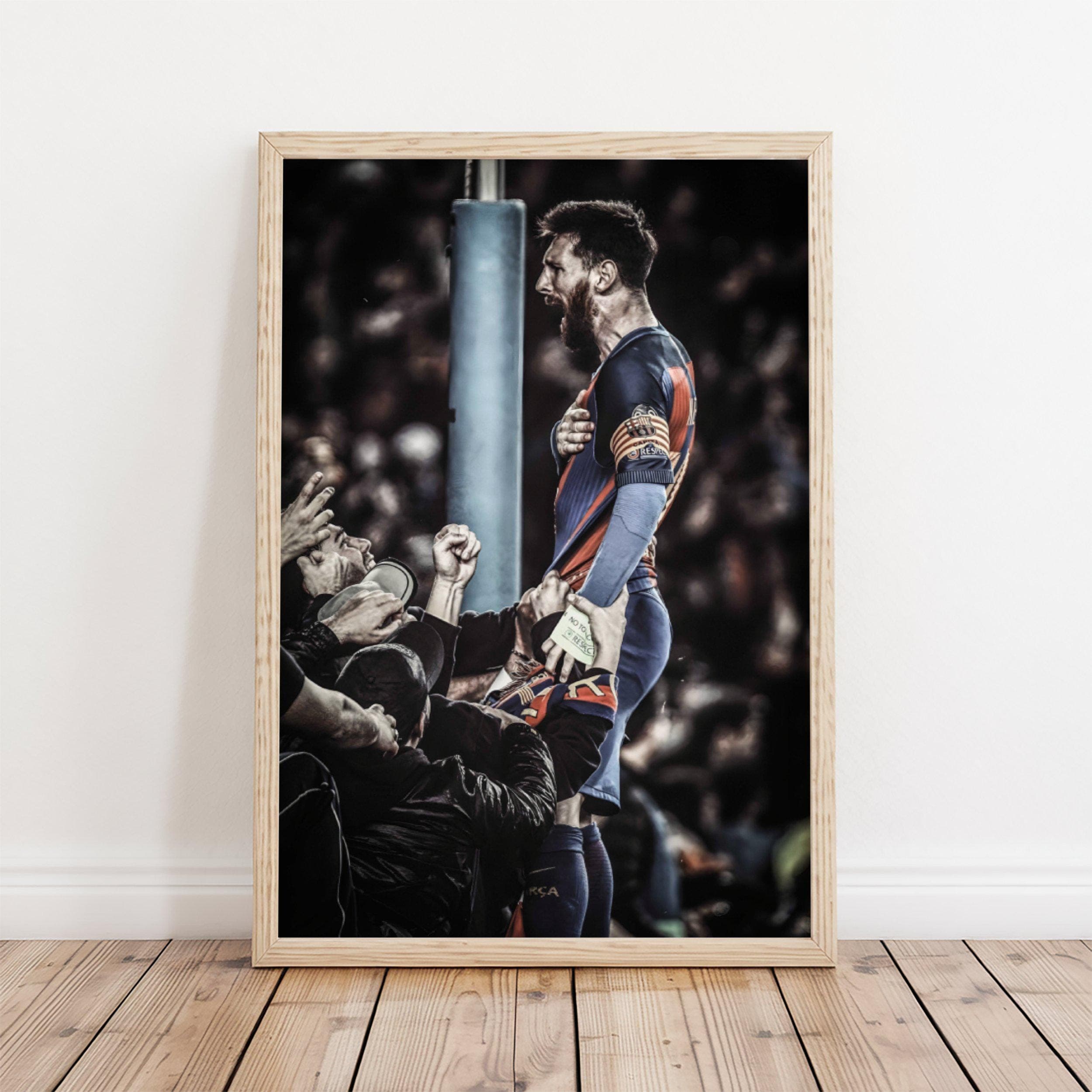 Messi Barcelona Captain Poster, Iconic Football Moment, Soccer Fan Wall Print