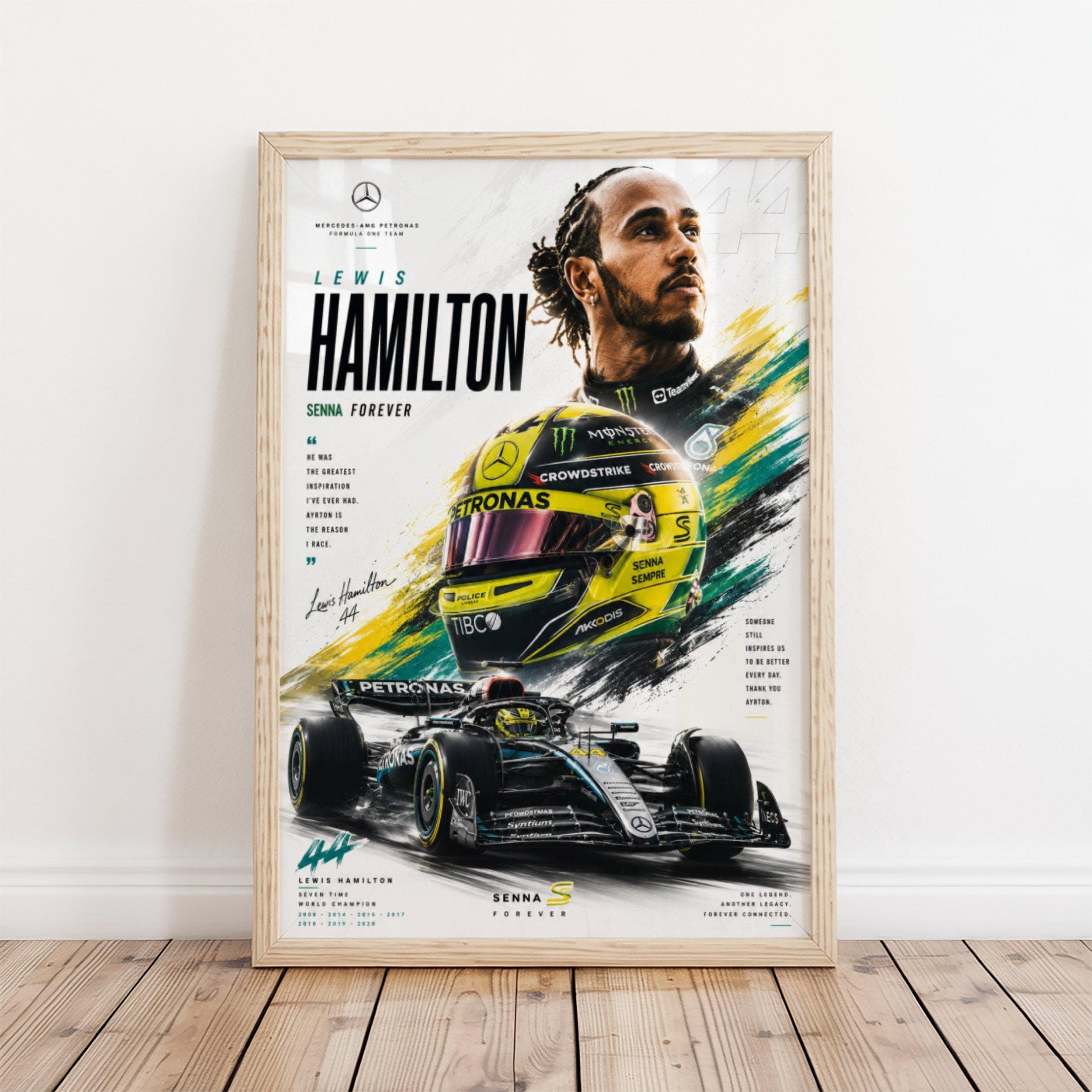 Lewis Hamilton Poster, Mercedes Formula 1 Wall Art, Racing Champion Print