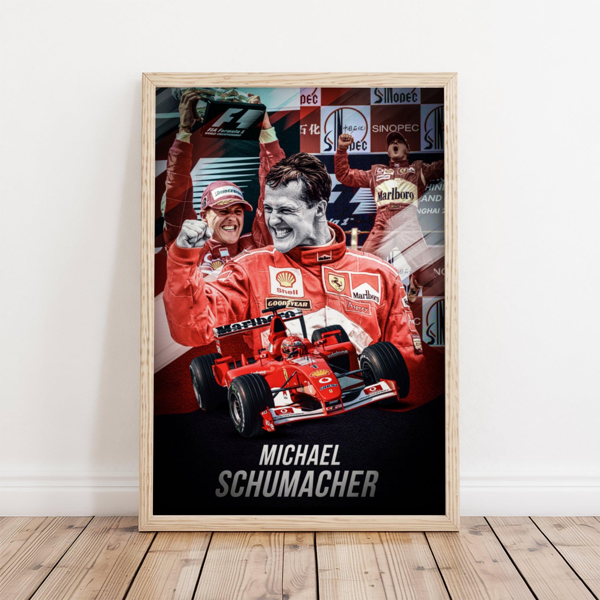 Michael Schumacher Poster, Formula 1 Legends Wall Art, Ferrari F1 Print, Iconic Sports print