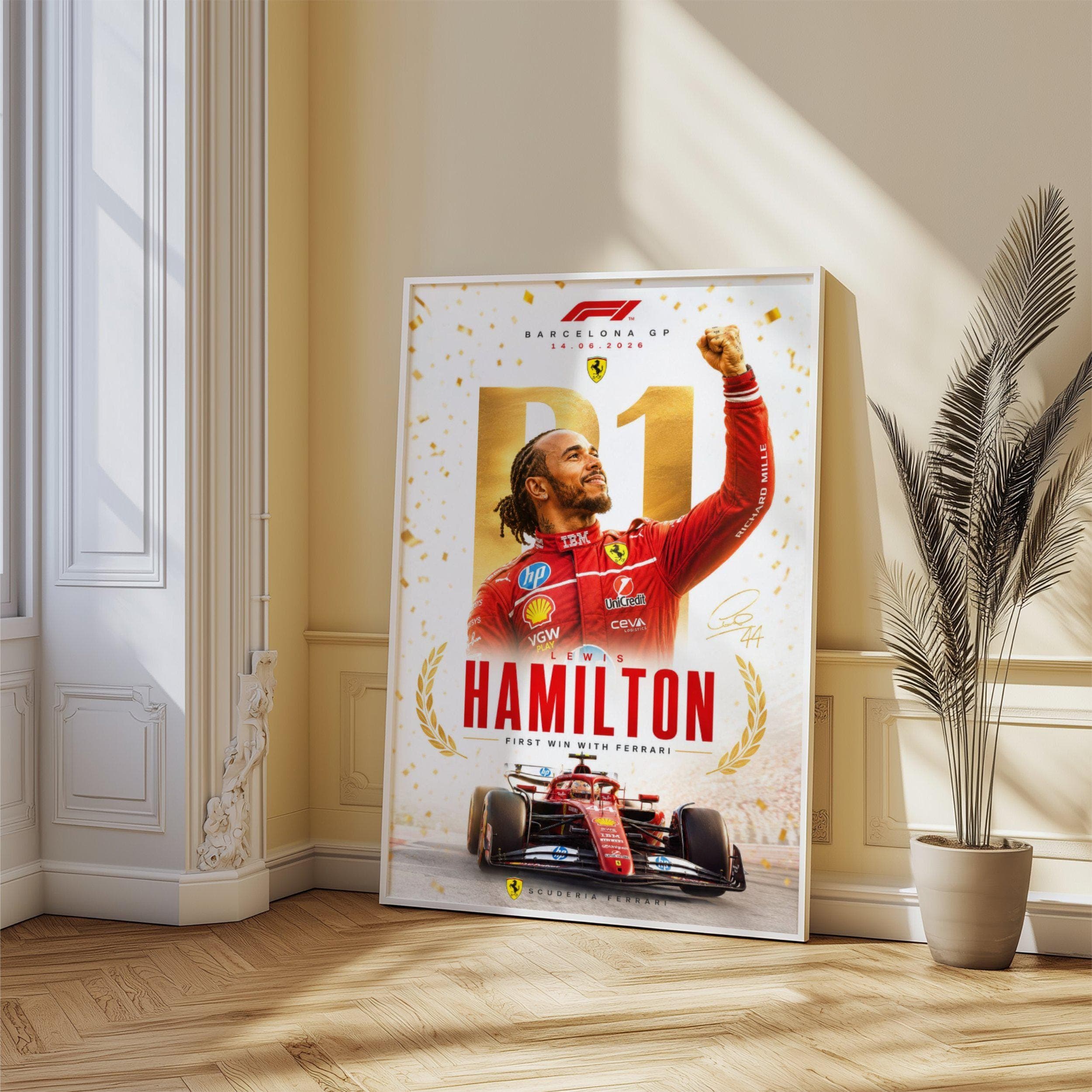 Lewis Hamilton Ferrari Win Poster wall art