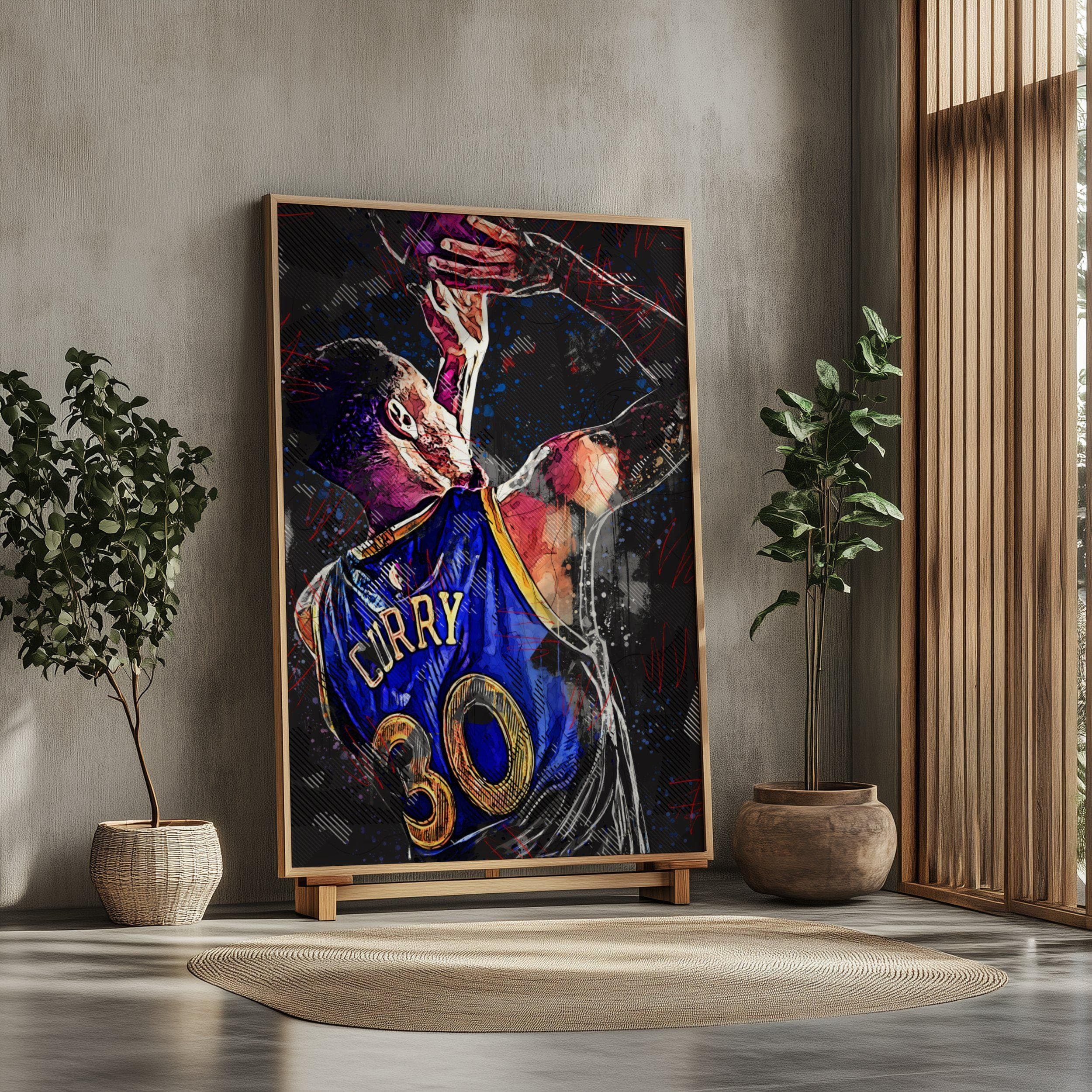 Stephen Curry Poster, Basketball Wall Art, Warriors Print, NBA Canvas, Basketball Room Decor