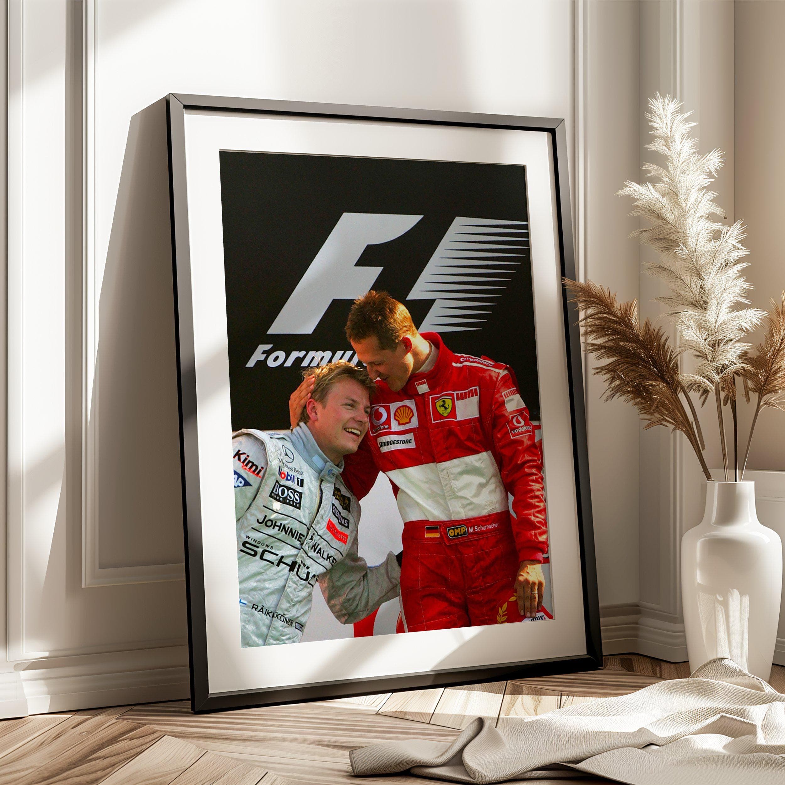 Michael Schumacher & Kimi Raikkonen Poster wall art