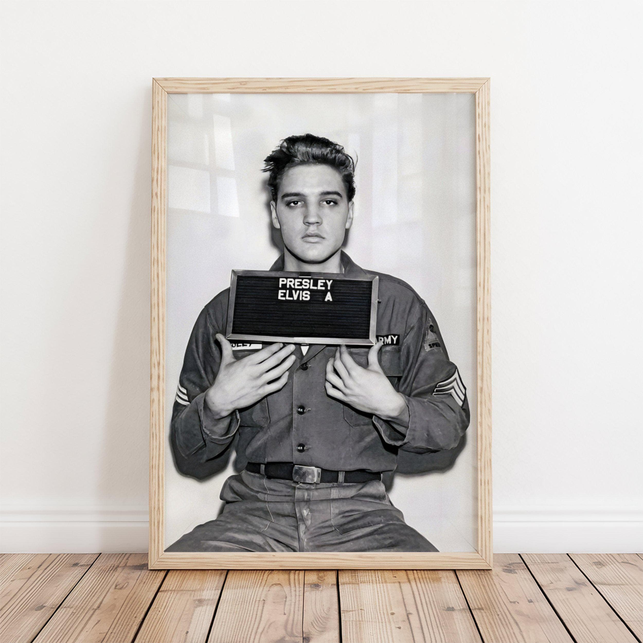 Elvis Presley Mugshot Poster, Vintage Music Wall Art, Rock & Roll Legend Print, Music Room