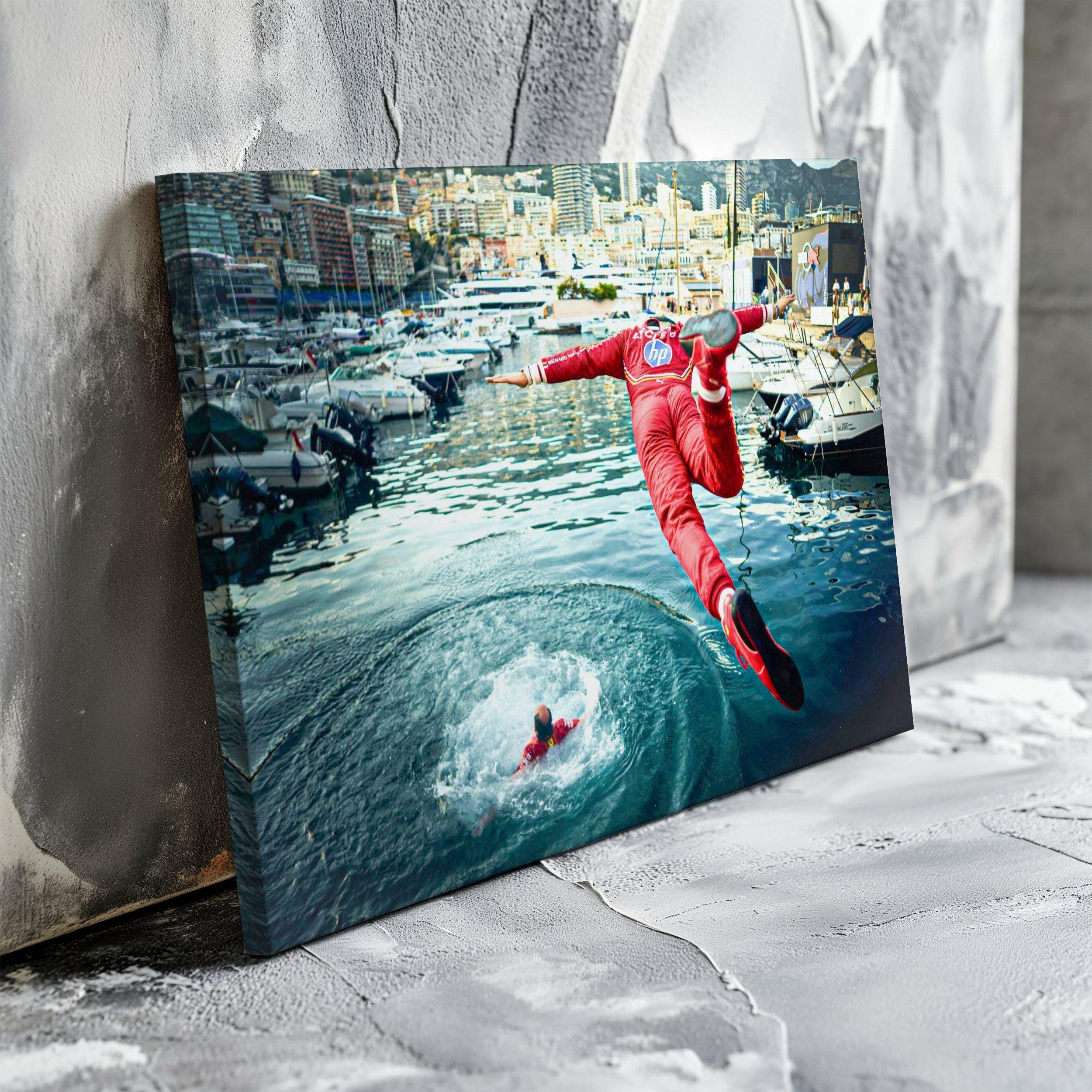 Charles Leclerc Monaco Pool Jump Poster wall art