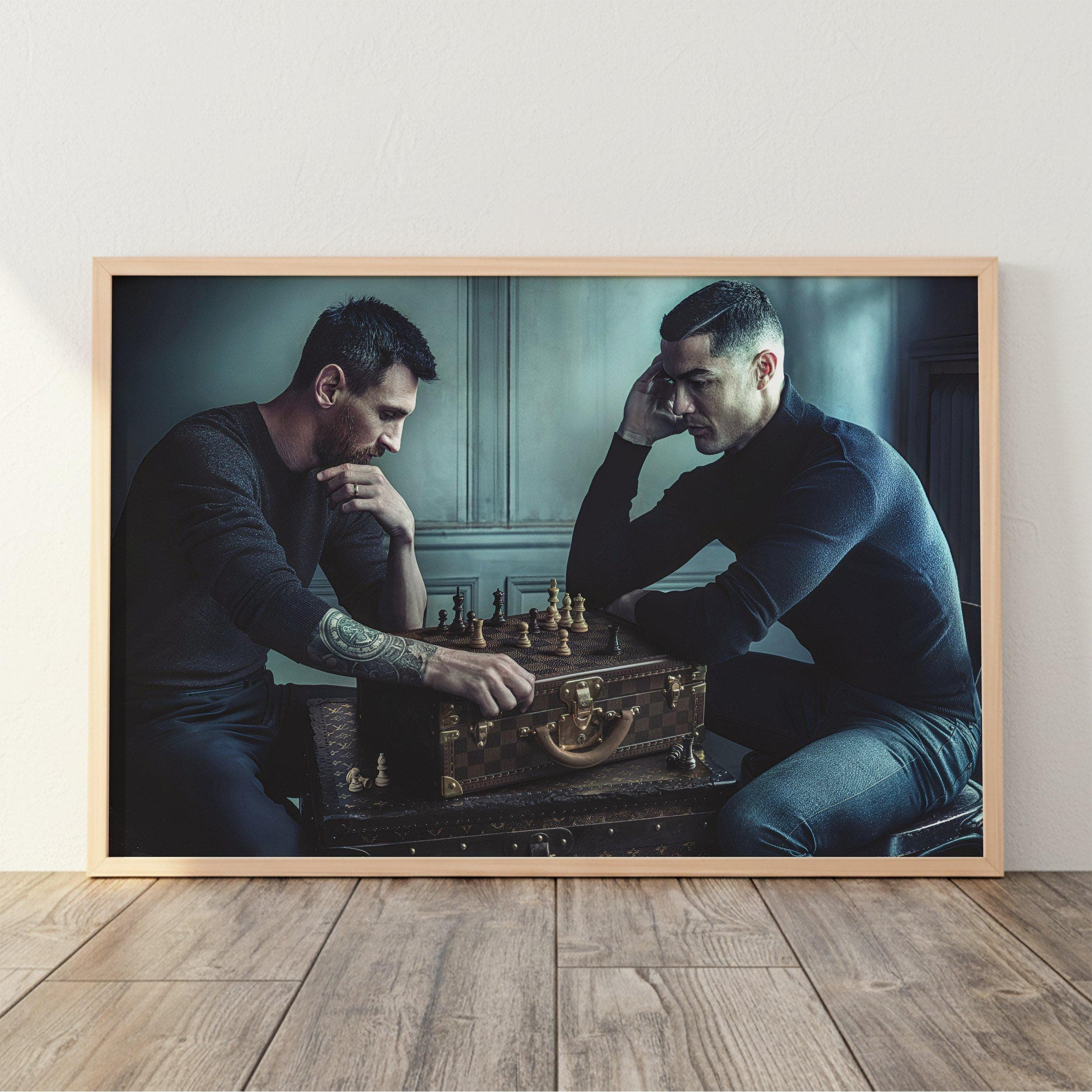 Messi Ronaldo Chess Poster wall art