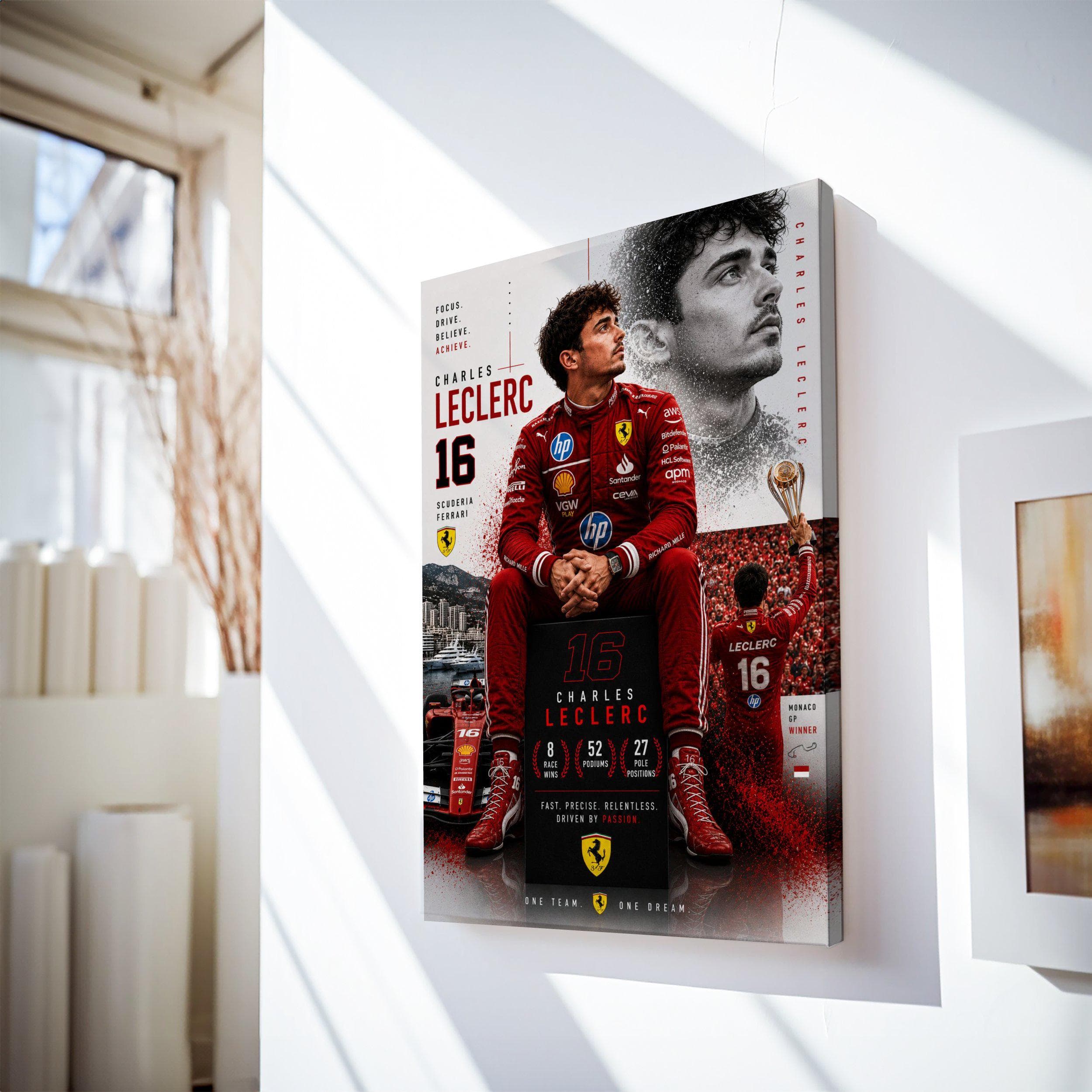 Charles Leclerc Ferrari Poster, Formula 1 Wall Art, Scuderia Ferrari Print, F1 Decor