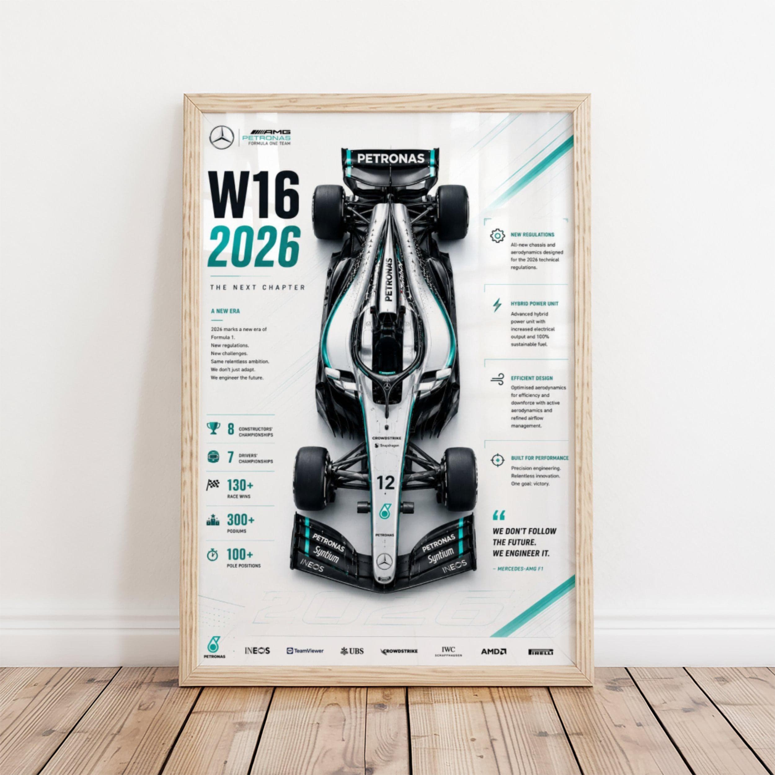 Mercedes W16 2026 Formula 1 Poster wall art — image 1
