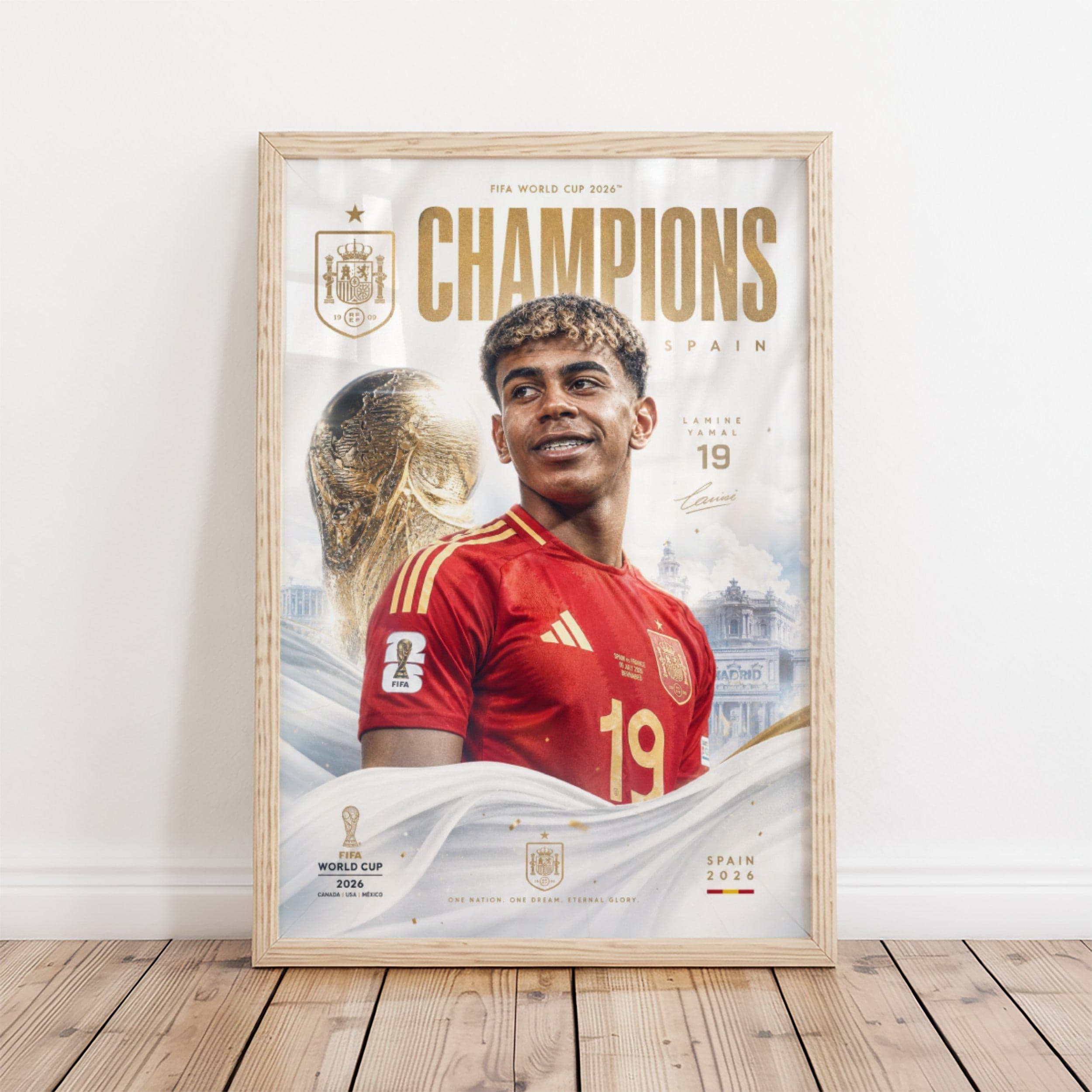 Lamine Yamal World Cup 2026 Collage Poster, Spain championship Football Wall Art