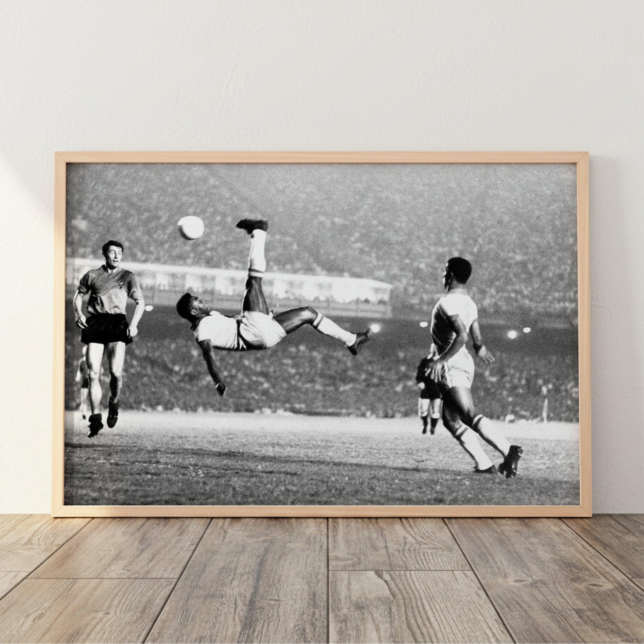Pelé Brazil Football Poster, Vintage Soccer Wall Art, Black and White Sports Gift